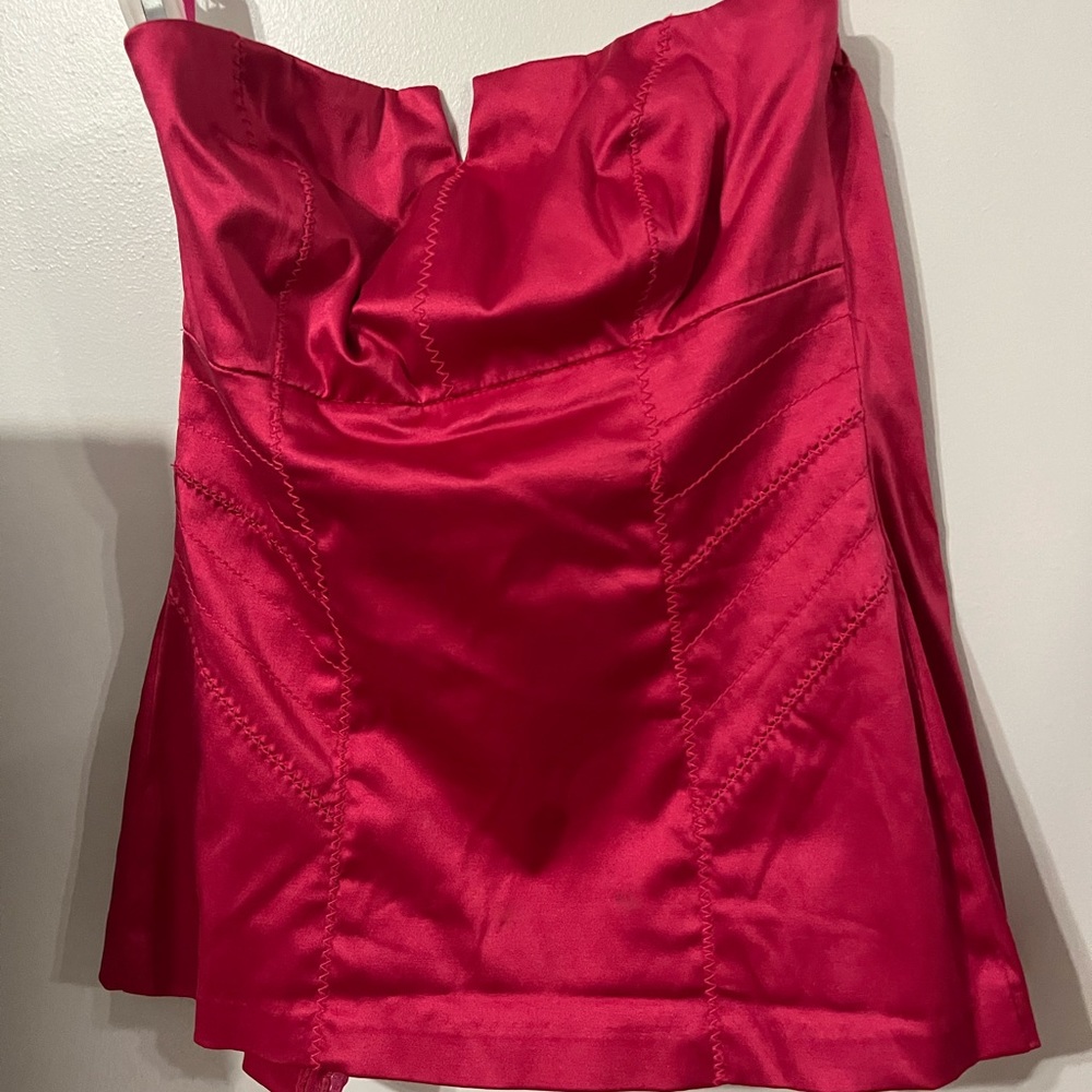 Pink corset style strapless top